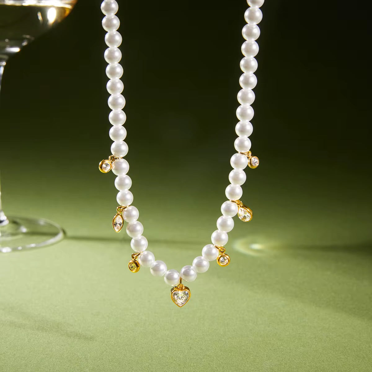 Amour Pearl Charm Necklace