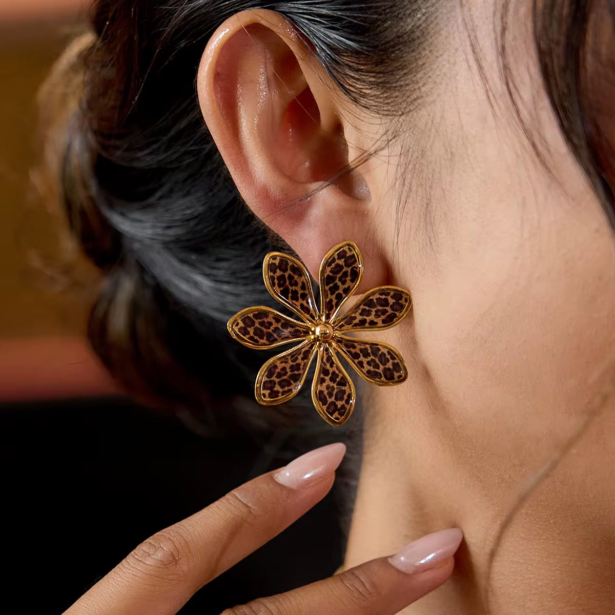 Cheetah Flower Earrings