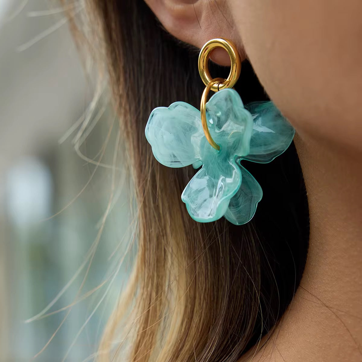 Aqua Bloom Earrings
