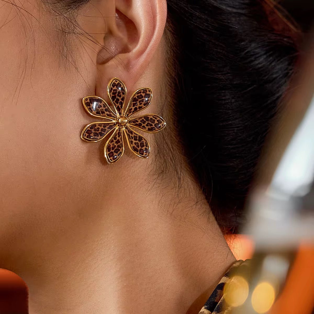 Cheetah Flower Earrings